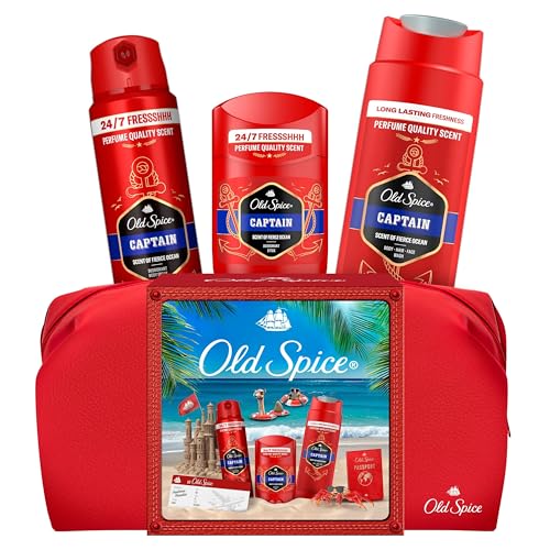 Old Spice Reisetasche Geschenkset für Männer mit Captain Deostick und Duschgel, 24/7 Frischhh bei täglicher Anwendung, langanhaltender Duft in Parfumqualität