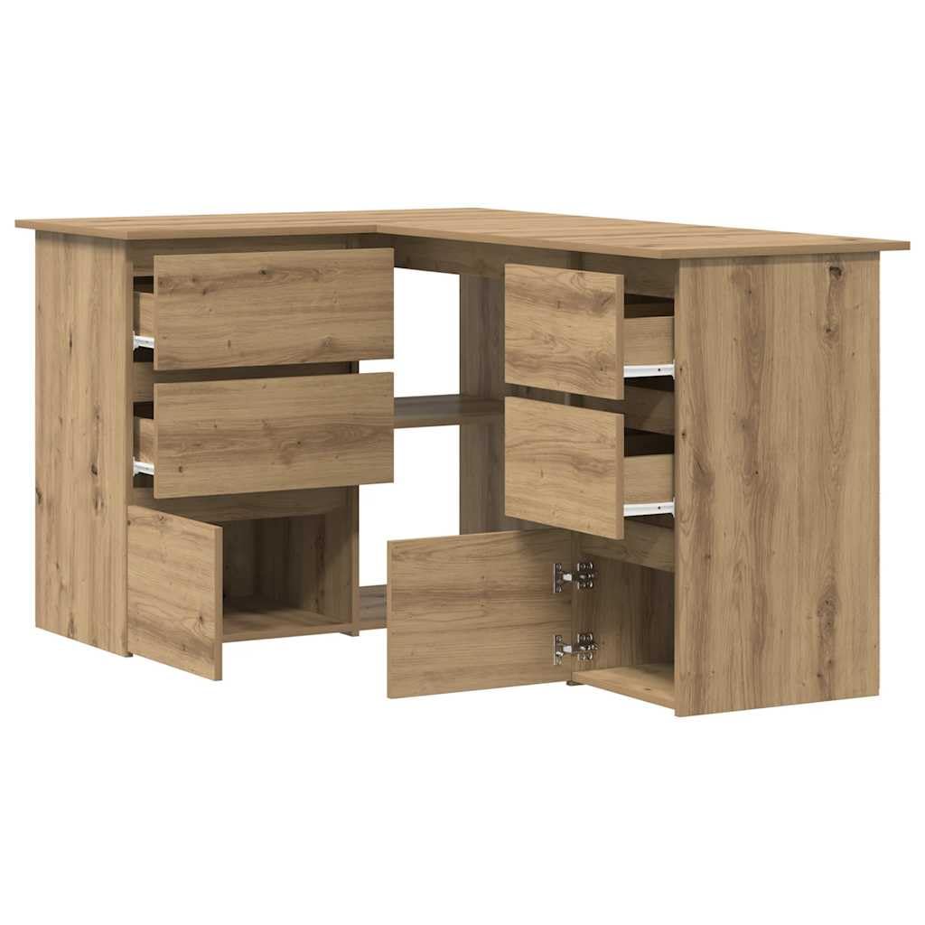 vidaXL Bureau d'angle chêne Artisanal 145x100x76 cm Bois d'ingénierie, Bureau, Bureau d'étude, mobilier de Bureau à Domicile, Bureau d'ordinateur