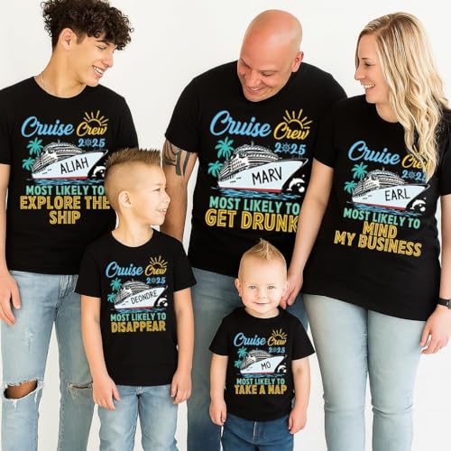 Most Likely To Cruise Crew 2025 Shirts - Custom Family Cruise Shirts 2025 For Group - Matching Family Cruise T-shirt - Personalized Cruise Crew Shirt for Vacation & Group Trips - Family Reunion Tee Sweatshirt Hoodie Tank Top2
