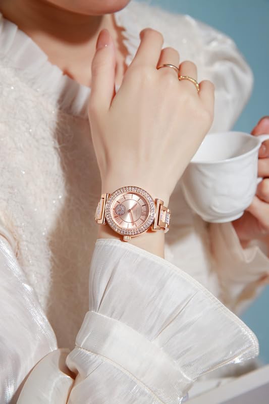 Image of Giordano Luxury Analog Watch for Women - Elegant Crystal Design with sub dial and Diamond Studed statinless Steel Strap
