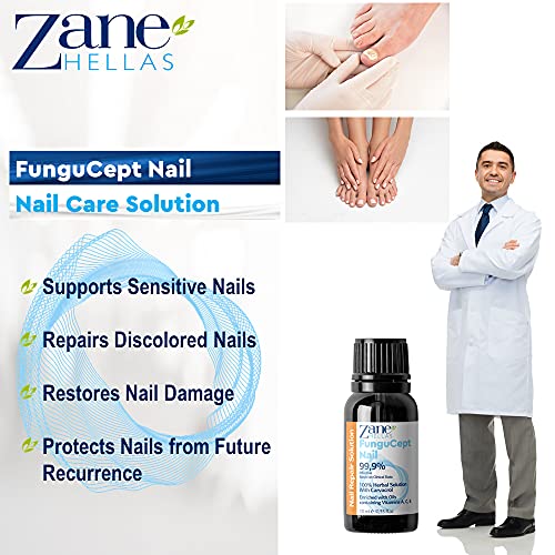Zane Hellas Fungucept Nail. Nail Solution. Nail Solution For Discolored, Thickened, Crumbled Nails. Visible Results In 4 Weeks.0.33 Oz -10Ml #TOP3