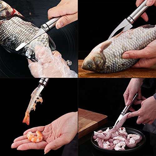 Miniatura 6 de Longhao 2 Pcs,Cuchillo Multifuncional 5 En 1 Para Camarones,Shrimp Line Knife,Pelador De Camarones,Herramienta Peladora De Camarones De Acero Inoxidable,Máquina Peladora De Camarones,Para Cocina