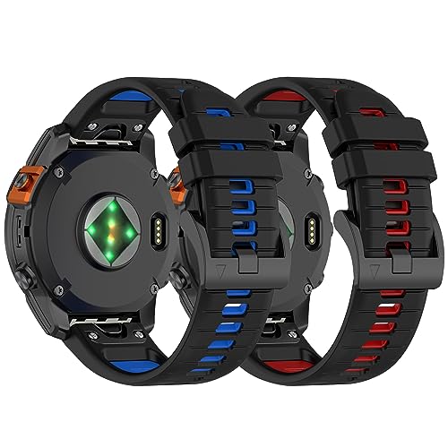 Fit for Garmin Epix Pro 51mm Bands, Fenix 7X/6X/5X Quick Release Silicone Replacement Watch Bands Wristbands Bracelet Straps for Garmin instinct 2X/TACTIX 7/Enduro 2//Fenix 3/Quaitx 3 (Blue Red)