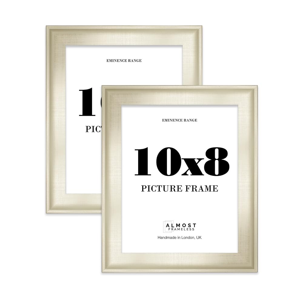 10x8" Silver Picture Frame - Rustic Wood Industrial Effect Photo Frame for Wall Display, Ideal for Posters, Prints & Home Décor, Wall Hooks and Kickstand, 32mm Edge - 2 Pack