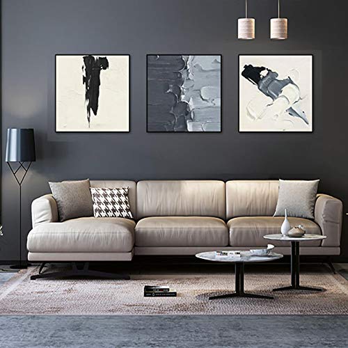 Tableaux abstraits sur toile haut de gamme 70x70 cm style industriel noir
