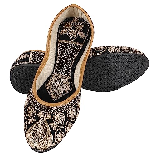 Image of DFR Women's Embroidered Phulkari Punjabi Mojaris Juti Jutti Shoe