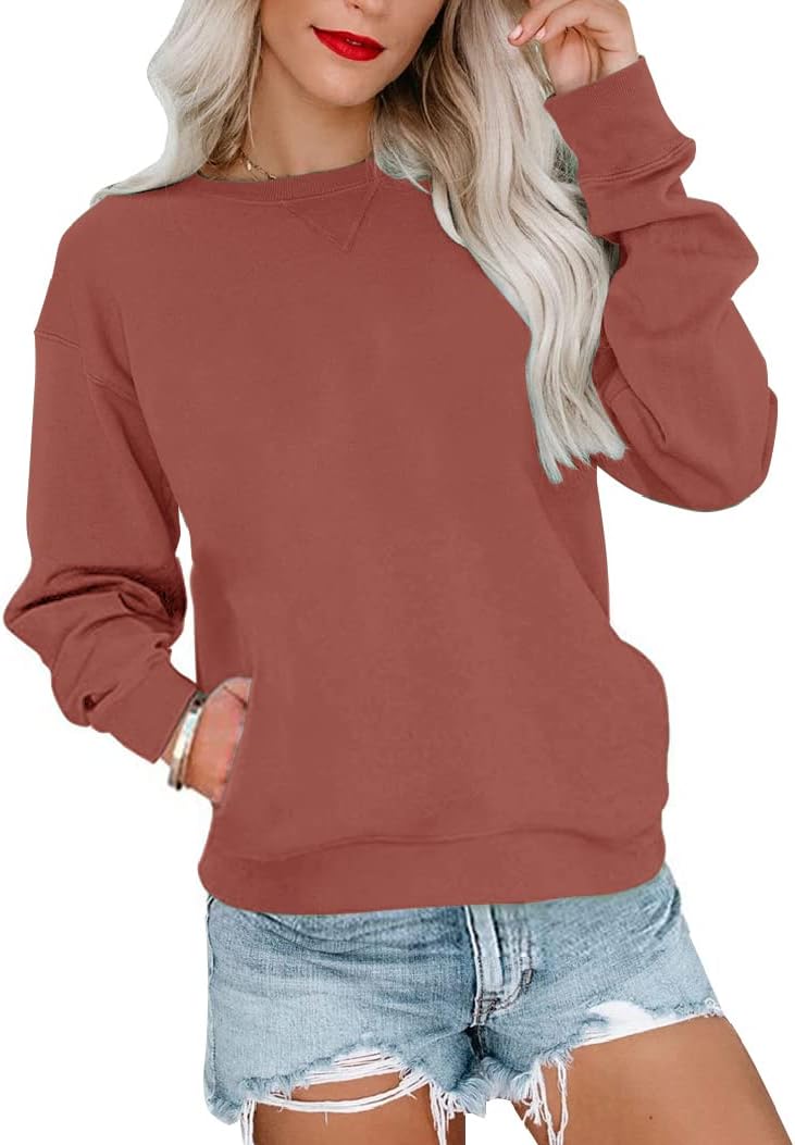 Orchidays Womens Casual Crewneck Sweatshirts Long Sleeve Cute Tunic Tops Loose Fitting Pullovers
