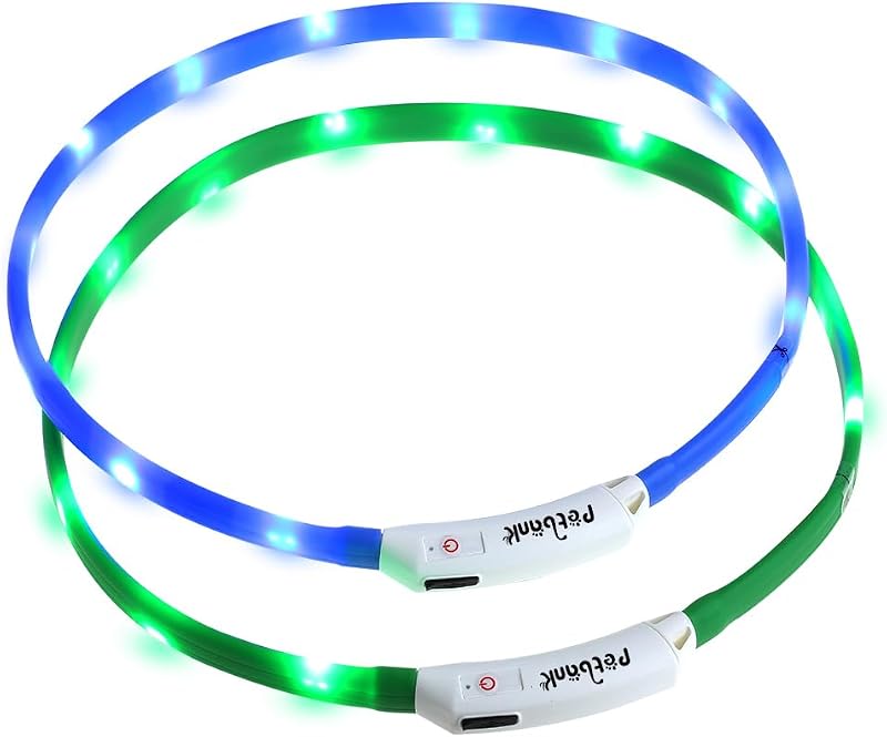 Zacro USB Tölthető Világító Nyakörv Kutyáknak és Macskáknak - 2 db-os Szett, 3 Féle Fénymóddal, Állítható Méret, Éjszakai Biztonság