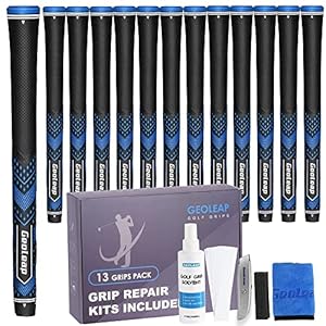 Geoleap Golf Grips Set of 13- Soft Golf Club Grips,Reduce Taper Design Provides High Traction and Performance,13 Grips with 15 Tapes and 13 Grips with All Repair Kits for Choice.