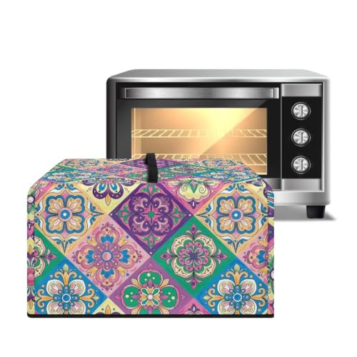 Image of Convection Oven Dustproof Cover, Washable Microwave Oven Cover Small Appliance Accessories for Kitchen Countertop, L, 20.9 x 15.7 x 12.4 Inches, Ethnic Floral