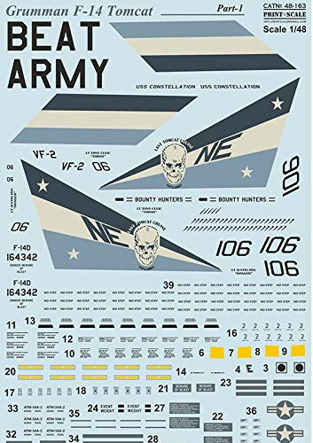 Print Scale 48-163 Decal for Grumman F-14 Tomcat, Part 1 Wet Decal 1/48