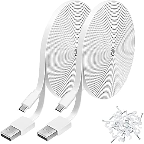 2 Pack 6m Power Extension Cable Compatible with WyzeCam, Wyze Cam Pan, NestCam Indoor,Blink, Yi Camera,Amazon Cloud Camera,USB to Micro USB Durable Charging and Data Sync Cord
