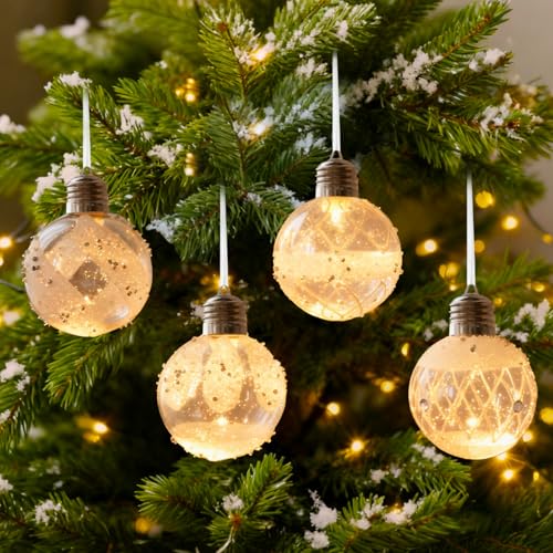 LED Weihnachtskugeln 4er Set, Beleuchtete Weihnachtskugeln 8CM,...