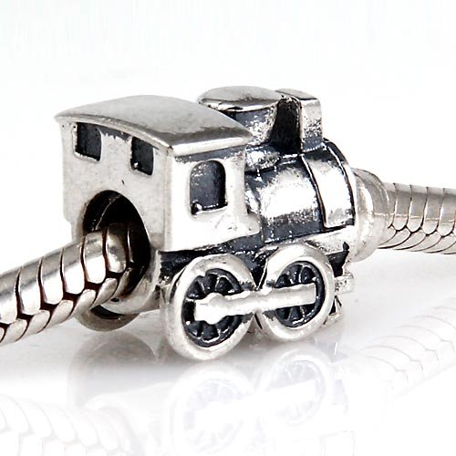Sterling Silver Train Charm - 925 Silver Thread Bead For Bracelets & Necklaces