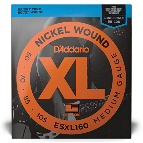 D'addario Esxl160 Nickel Wound Bass Guitar Strings, Medium, 50-105, Double Ball End, Long Scale #TOP1