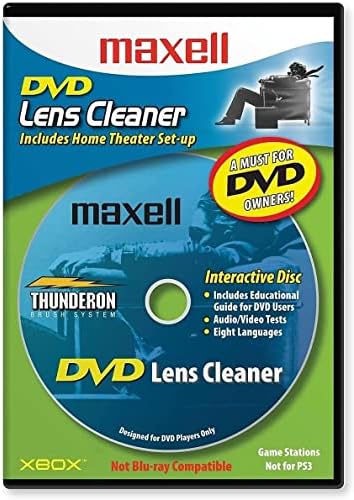 Maxell 190059 DVD Only Lens Cleaner, with Equipment Set Up and Enhancement Features, Packaging May Vary