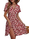 Summer Dresses for Women 2025 Spring Break Essentials Floral Sundresses Elegant Classy Dress Vacation Clothes Fashion Casual Outfit Plus Size Red Floral X-Large