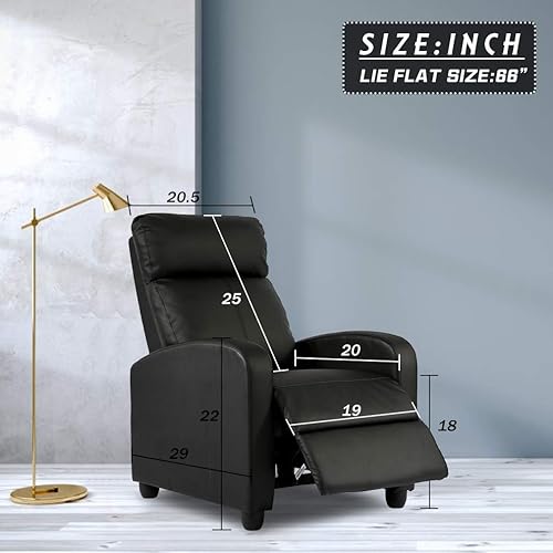 Miniatura 2 de FDW Silla reclinable para sala de estar, asiento de cine en casa, sofá reclinable individual con respaldo acolchado (negro) Negro