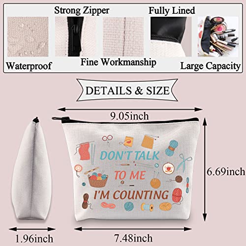 PLITI Don't Talk to Me I'm Counting Funny Knitting Bag for Crocheting Mom Grandma Makeup Bag Knitting Lover Gift (Talk to Counting U) - Image 2