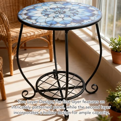 Mesa auxiliar redonda de metal con patrones decorativos Estilo C 6