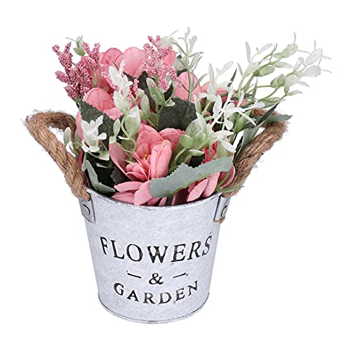 Bonsai De Flores De Simulación, Elegante Decoración Perfecta Para El Hogar Y La Oficina Ramo De Hortensias Artificiales Para Jardín, Césped, Balcón, Oficina, Baño, Decoración Del(Rosa roja) Cover