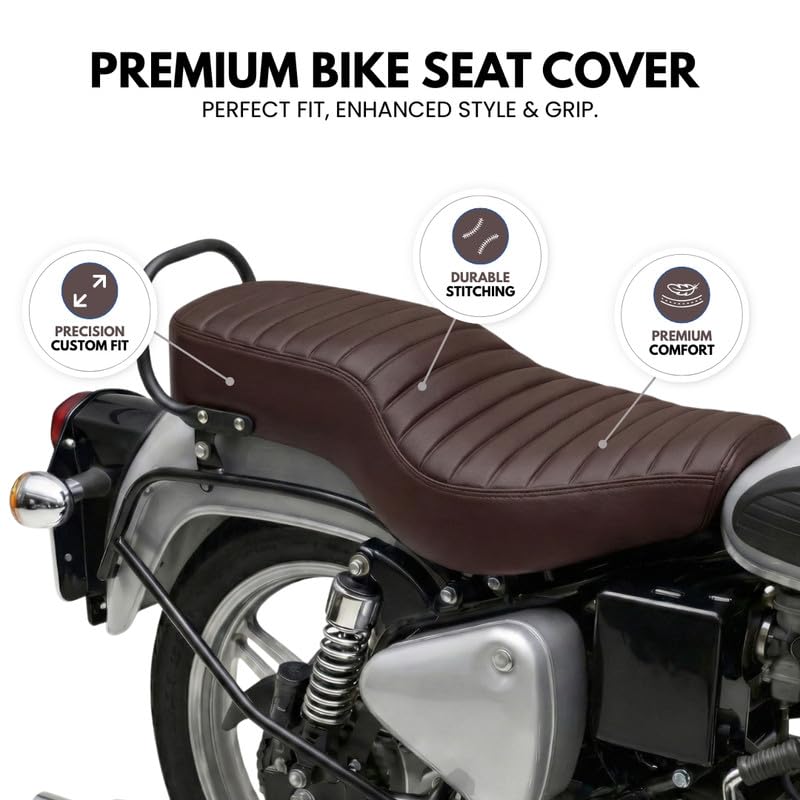 Image of Neodrift Premium Bike Seat Cover for Enfield Hunter 350 /650 (Full Coffee)