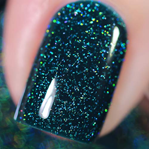Image of ILNP Cheers - Creamy Forest Blue-Green Holographic Nail Polish, Chip Resistant, 7-Free, Non-Toxic, Vegan, Cruelty Free, 12ml