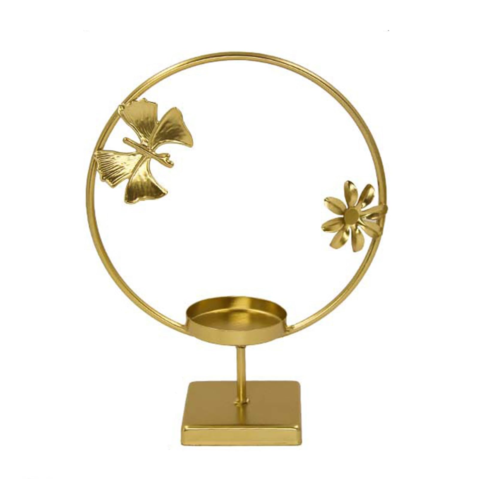 Elnwnnkc Butterfly Flower European Floral Butterfly Metal Holder Iron Tealight Stand Round Candlesticks Desktop Decoration Iron Candlestick