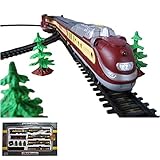 Licht- und Soundeffekte Elektrische Personenzug Lokomotive Eisenbahn mit Licht- und Soundeffekte, Zug, Lok mit Lange Eisenbahnstrecke, Wagons und viel Zubehör