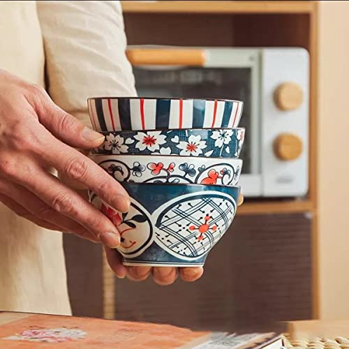 Image of Porcelain Japanese Style Ceramic Bowls Set with Gift Box, for Cereal, Salad, Soup, Pho, Ramen, Dessert, Rice, Noodle, Pasta Bowl Set - Microwave Safe, Stackable (Pack of 12)