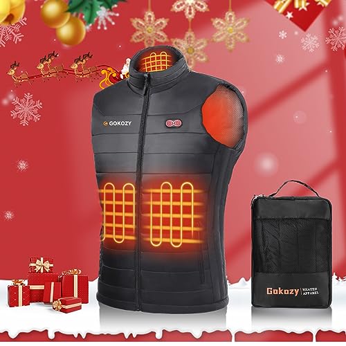 Gokozy Beheizbare Weste für Herren Damen, Heizweste mit 10000 mAh Powerbank und 5 Heizzonen, Beheizbare Jacke für Skifahren und Jagen