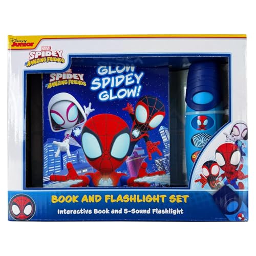 Spidey and His Amazing Friends Flashlight and Book for Kids - Interactive Storytime Bundle with Adventure Book and 5-Sound Flashlight Plus Stickers, More | Spidey Sound Book by Marvel - Used condition - Image 3