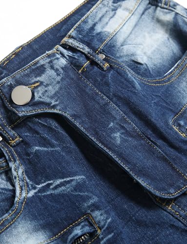 Men's Ripped Skinny Jeans Slim Fit Stretch Distressed Straight Comfort Fit Denim Pants4