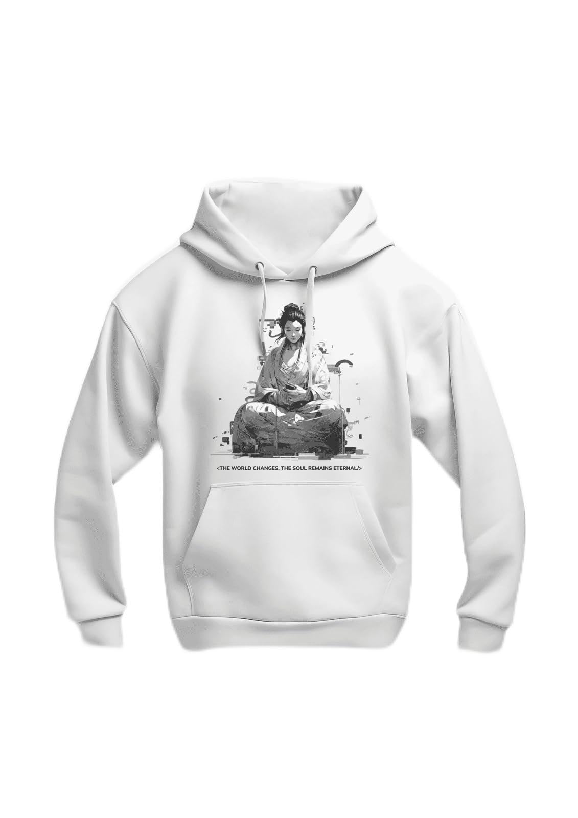 CodeLife Męska bluza z kapturem Organic z kolekcji Buddha B&W JH201 G, biały, S