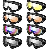 8 Pieces Ski Goggles Motorcycle Goggles ATV Motocross Anti-UV Adjustable Tactical Military Goggles Men Women Kids Youth (Deep Colors)