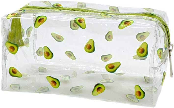 JIHUOO Bolsas de maquillaje transparente bolsa de cosméticos bolsa de viaje bolsa de aseo bolsa de almacenamiento estuche de lápiz para mujeres niñas aguacate