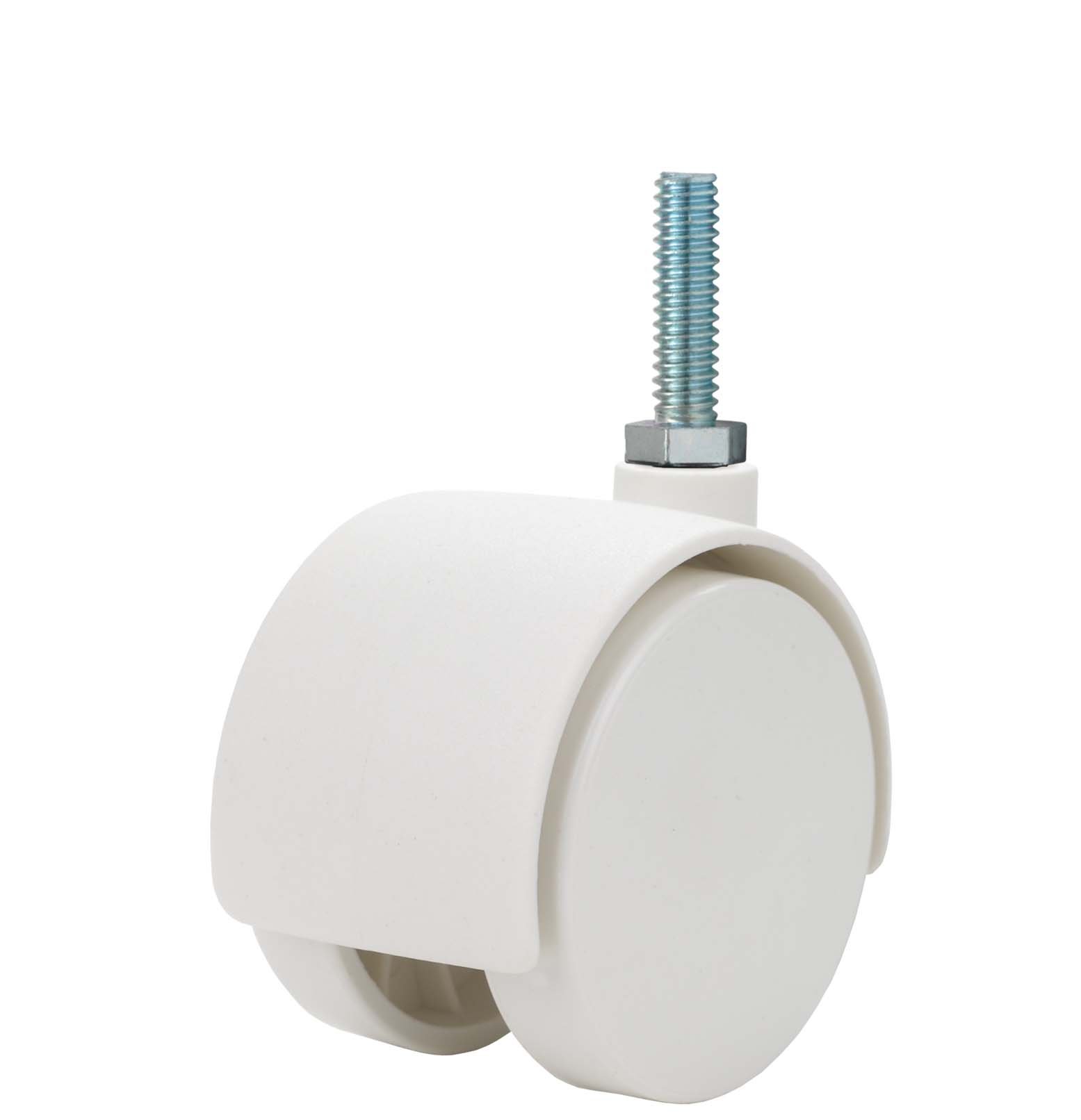 Twin Wheel Caster – 2” Nylon Hooded Swivel Caster With 5/16-18 Threaded Stem, No Brake (110 Lb Capacity) - View #4