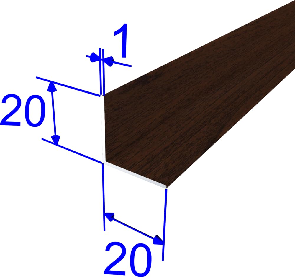 FaiX3.it - Perfil angular en L 20x20x1 mm de aluminio, efecto madera nogal N102R, longitud 2000 mm