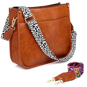 AUYOCO Vegan Leather Crossbody Bags for Women, Crossbody Purse with Guitar Strap Zipped Pockets Handbag Shoulder Bag