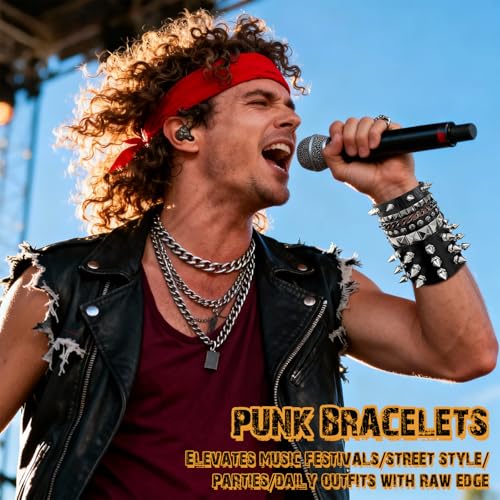 Pulsera Punk Rock con Tachuelas Ajustable de Cuero miniatura 6