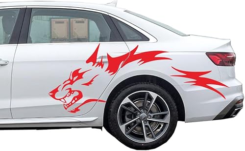 Miniatura 3 de Calcomanías grandes para carrocería de automóvil, calcomanías modificadas para rueda trasera y puerta de automóvil (rojo)