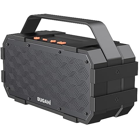 BUGANI Bluetooth Speaker, Portable Bluetooth Speakers with 40W Stereo Sound, Loud Bluetooth Speaker 24H Playtime Support TF Card/AUX, IPX6 Waterproof for Beach Camping Outdoor Indoor Cover