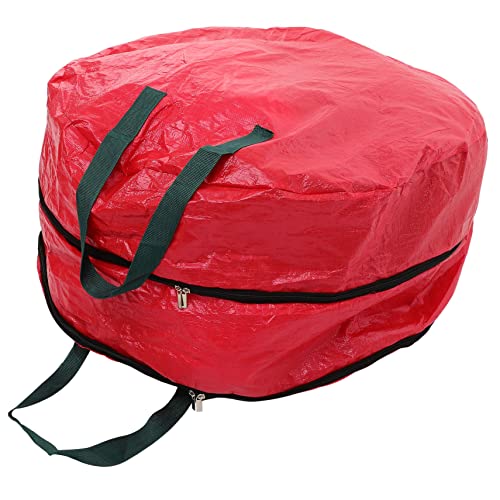 HOMOCONO Double Layer Christmas Wreath Storage Bag Pe Wreath Holder with Zipper Transparent Design Handles for Holiday Decorations and Storage