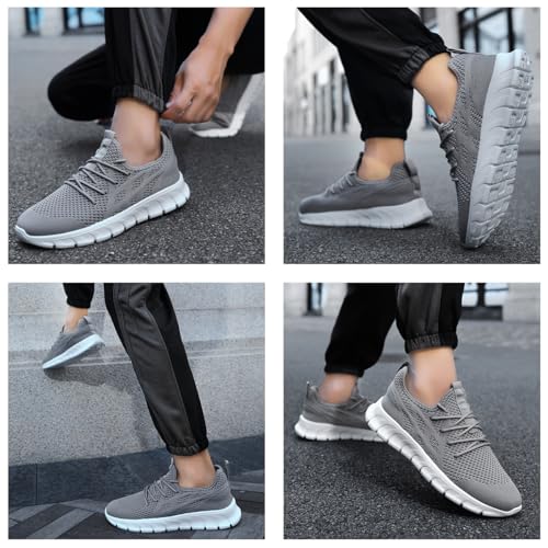 Image of Men's Non-Slip Lightweight Running Shoes Comfortable Walking Shoe Mens Fashion Workout Gym Sneakers for Casual Light Gray US 8
