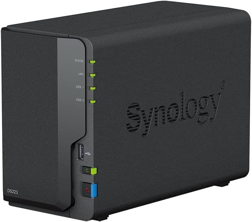Synology DS223 2-Bay Diskstation NAS (Realtek RTD1619B Quad-Core 2GB Ram 1xRJ-45 1GbE LAN-Port) 8TB Bundle mit 2X 4TB Synology Plus-Serie HDDs