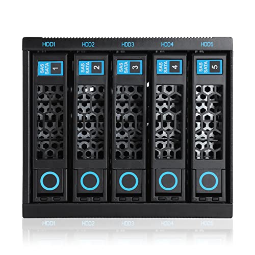Image of RackChoice Internal Hard Drive Enclosure 5x2.5 inch /3.5 inch SATA /SAS Hard Drive Backplane 6 Gbps HDD hotswap in 3xExternal 5.25 inch Bay Compatible with All Rack Types