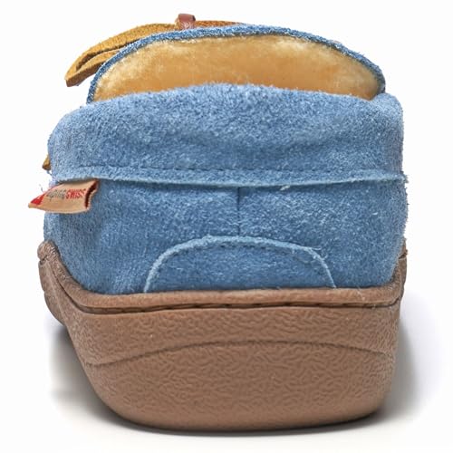 Image of Alpine Swiss Sabine Womens Moccasin Slippers Genuine Suede House Shoe Memory Foam Insole Plush Faux Shearling Fur Indoor Outdoor Anti-Slip Rubber Sole