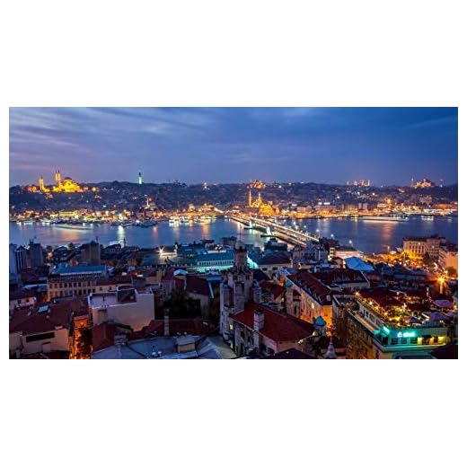 5D diamantmålning efter nummer kit Turkiet Istanbul utsikt över staden på natten diamant korsstygnsmönster hem väggdekor alla hjärtans dag present 30 x 40 cm