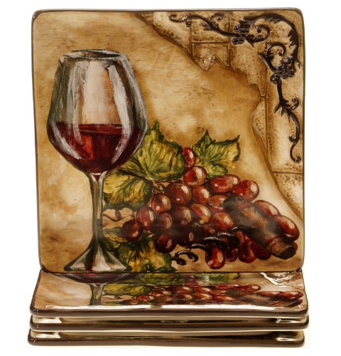 Certified International 43242SET/4 Tuscan View Salad/Dessert Plate, Set of 4, 8.5", Multicolored