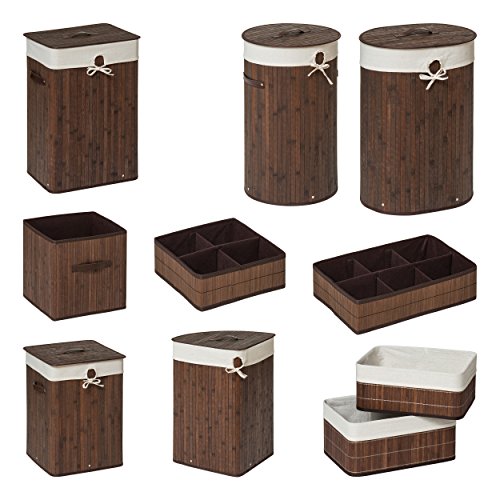 Premier Housewares Kankyo Bamboo Corner Laundry Hamper, Dark Brown - Image 2